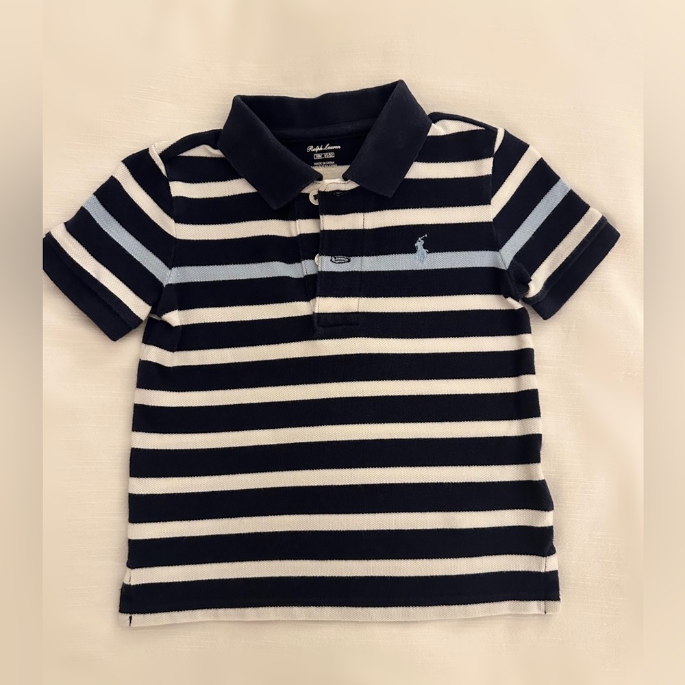 Ralph Lauren Blue and White Striped Polo Shirt- Infant Size 18 months